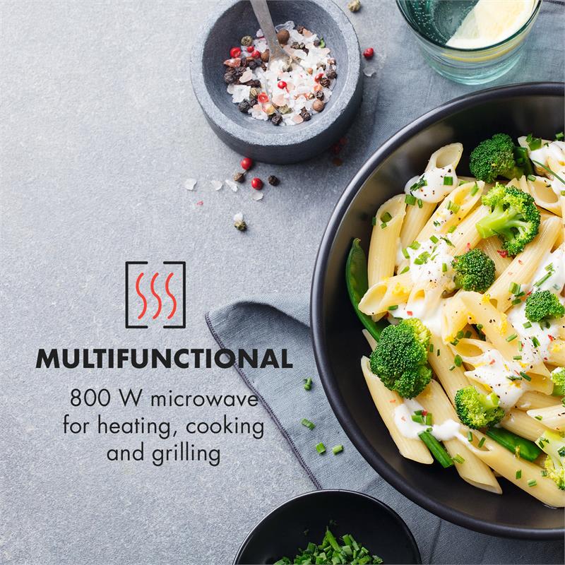 Klarstein Fine Dinesty, mikrovlnná rúra 2 v 1, 23 l, 800 W, gril: 1000 W, retro, 12 programov, červená