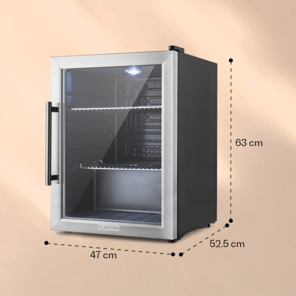 Klarstein Beersafe XL, chladnička, 60 l, energet. trieda D, sklenené dvierka, nehrdzavejúca oceľ - Image 2