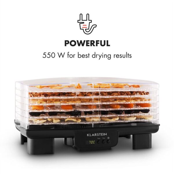 Klarstein Bananarama, sušička ovocia, 550 W, 6 poschodí, čierna