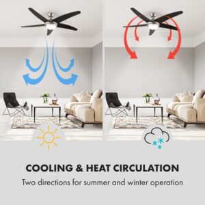 Klarstein Bolero, stropný ventilátor so svietidlom, 55 W, 134 cm, diaľkový ovládač, orechové ramená