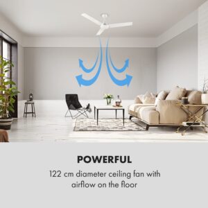 Klarstein Spin Doctor, stropný ventilátor, 55 W, 122 cm, 3 ramená, nehrdzavejúca oceľ, biely
