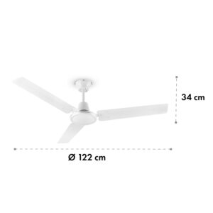 Klarstein Spin Doctor, stropný ventilátor, 55 W, 122 cm, 3 ramená, nehrdzavejúca oceľ, biely
