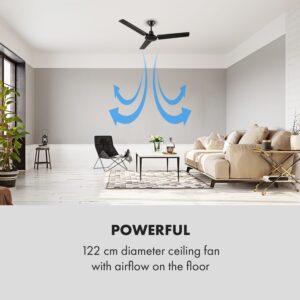 Klarstein Spin Doctor, stropný ventilátor, 55 W, 122 cm, 3 ramená, nehrdzavejúca oceľ, čierny