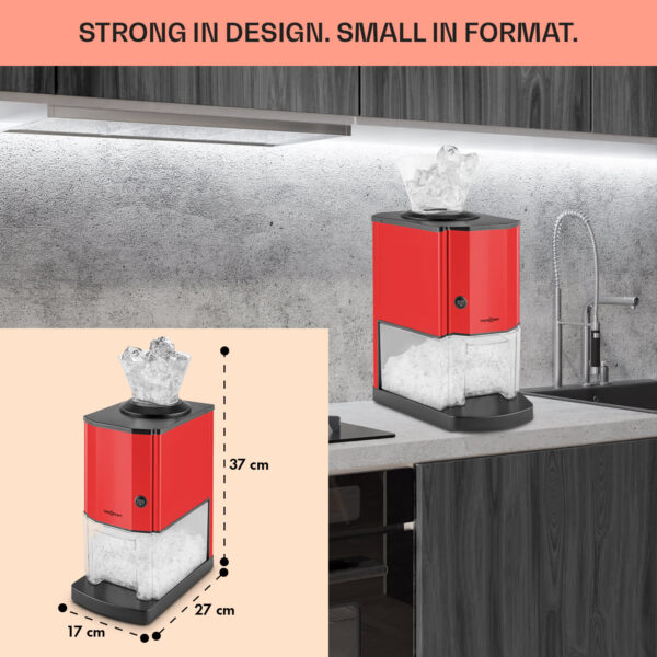 OneConcept Icebreaker, drvič ľadu, 15 kg/h, objem 3,5 l, zásobník na ľad, nehrdzavejúca oceľ, červený - Image 3