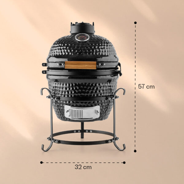 Klarstein Princesize, kamado gril, keramický, 11", údenie, BBQ, pomalé varenie, čierny - Image 3