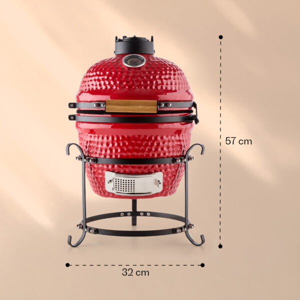 Klarstein Princesize, kamado gril, keramický, 11", údenie, BBQ, pomalé varenie, červený - Image 3