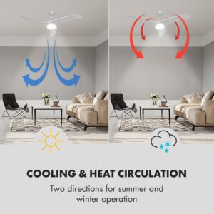 Klarstein Figo, stropný ventilátor, 52", 55 W, stropná lampa, 2 x 42 W, diaľkový ovládač, biely