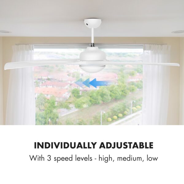 Klarstein Figo, stropný ventilátor, 52", 55 W, stropná lampa, 2 x 42 W, diaľkový ovládač, biely - Image 2