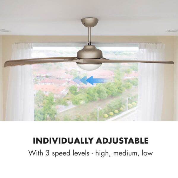 Klarstein Figo, stropný ventilátor, 52", 55 W, stropná lampa, 2 x 42 W, diaľkový ovládač, titán - Image 2
