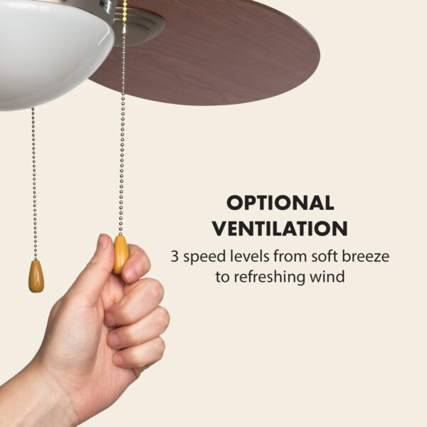 Klarstein Valderama, stropný ventilátor, 42", 60 W, stropná lampa, 2 x 43 W, čerešňové drevo - Image 2