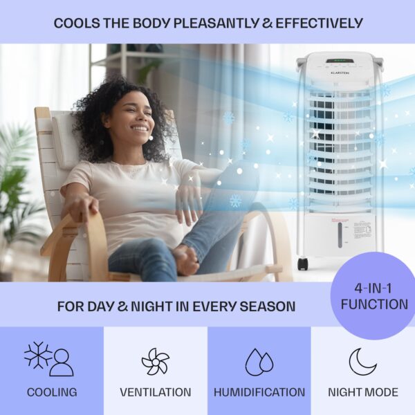 Klarstein Maxfresh, 4 v 1 ochladzovač vzduchu, ventilátor, 65 W, 6 l, diaľkový ovládač, 2 x chladiaci box - Image 3