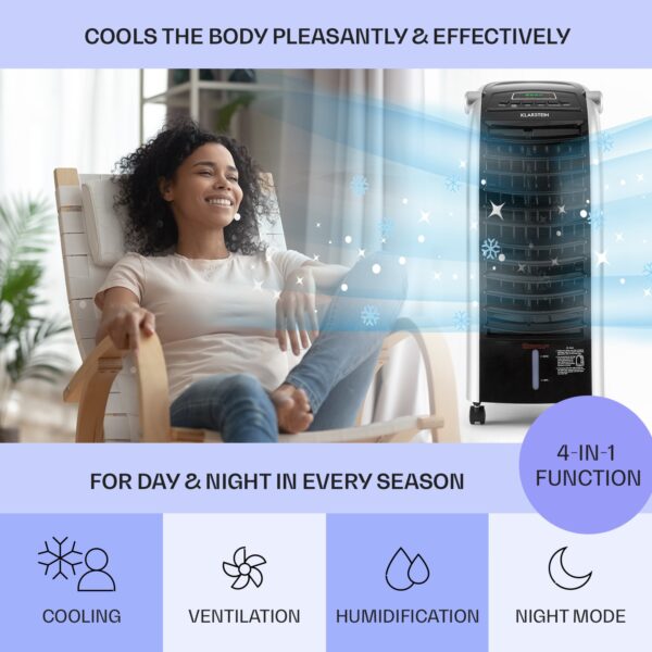 Klarstein Maxfresh, 4 v 1 ochladzovač vzduchu, ventilátor, 65 W, 6 l, diaľkový ovládač, 2 x chladiaci box - Image 3