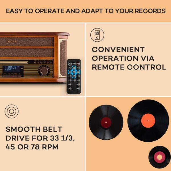 Auna Belle Epoque 1908 DAB, retro stereo systém, gramofón, DAB+