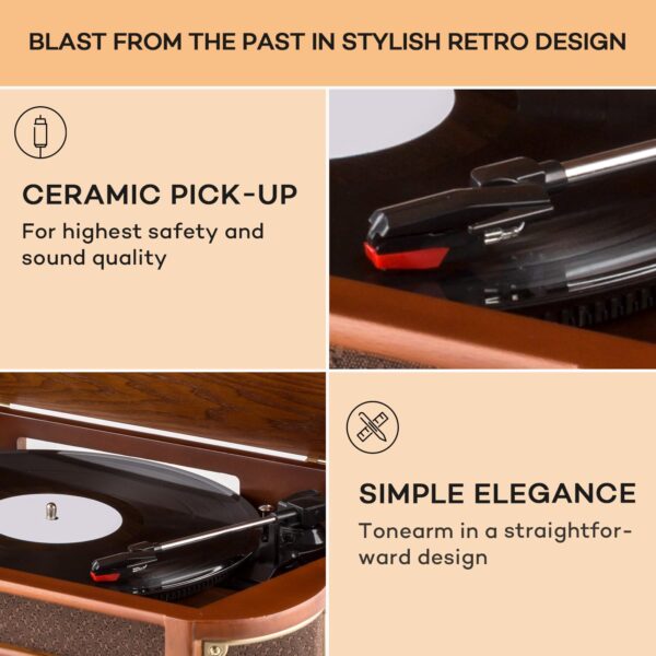 Auna Belle Epoque 1908 DAB, retro stereo systém, gramofón, DAB+ - Image 2