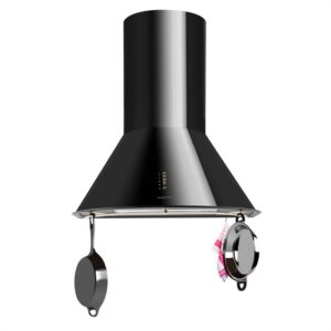 Klarstein Lumio Neo, digestor, 60 cm, komínový, 610 m³/h, retro dizajn, nehrdzavejúca oceľ, čierny
