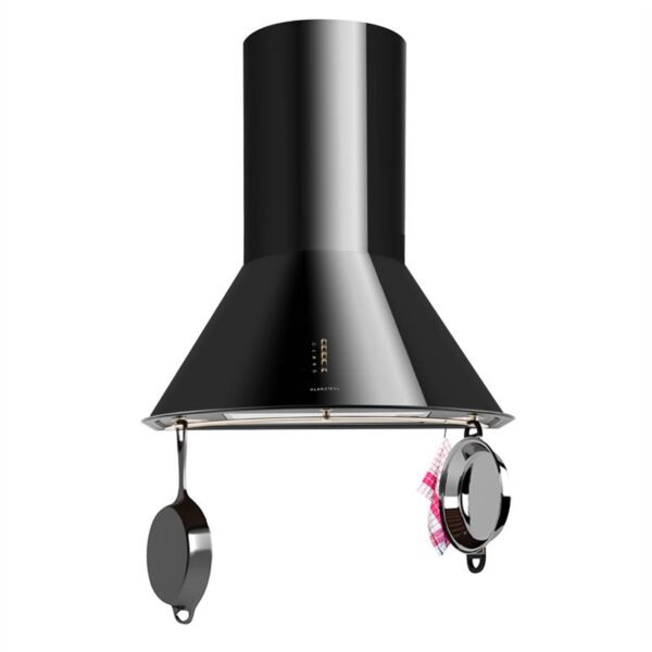 Klarstein Lumio Neo, digestor, 60 cm, komínový, 610 m³/h, retro dizajn, nehrdzavejúca oceľ, čierny