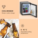 Klarstein Happy Hour, mini chladnička, 33 l, nehlučná, energet. trieda G, čierna s dekoratívnymi dverami