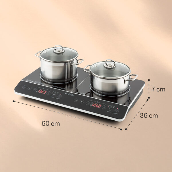 Klarstein VariCook Slim, indukčný varič, 3500 W, 240 °C, 2 platne, časovač, dotykové ovládanie - Image 3
