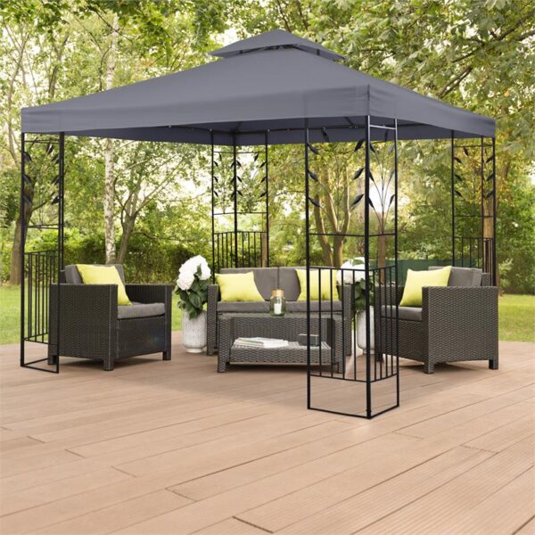 Blumfeldt Odeon Grey, záhradný altánok, 3 x 3 m, oceľ, polyester, tmavošedý - Image 2