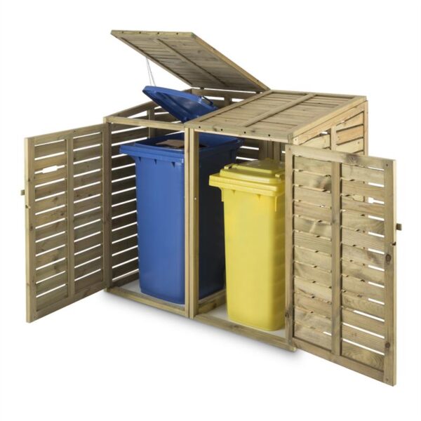 Waldbeck Ordnungshüter 2T, box na smetné koše, 145 x 130 x 87 cm (Š x V x H), 2 koše, FSC borovica - Image 2