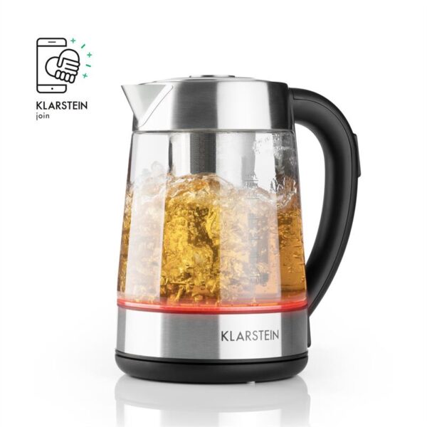 Klarstein Ostfriese, rýchlovarná kanvica a čajník 2 v 1, 1,7 l, 2200 W, LED, nehrdzavejúca oceľ, sklo - Image 2