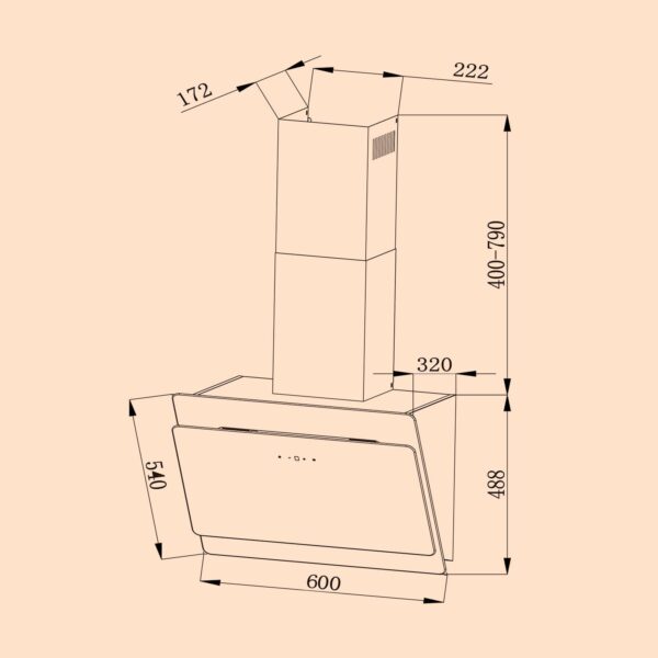 Klarstein Aurica 60, digestor, 60 cm, nástenný, 610 m³/h, LED, dotykové ovládanie, sklo, čierny - Image 3