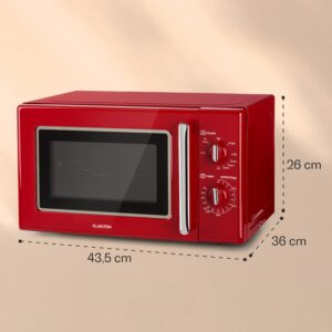 Klarstein Caroline, mikrovlnná rúra, 20 l, 700/1000 W, Ø 25,5 cm, QuickSelect, retro, červená