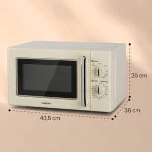 Klarstein Caroline, mikrovlnná rúra, 20 l, 700/1000 W, Ø 25,5 cm, QuickSelect, retro, krémová