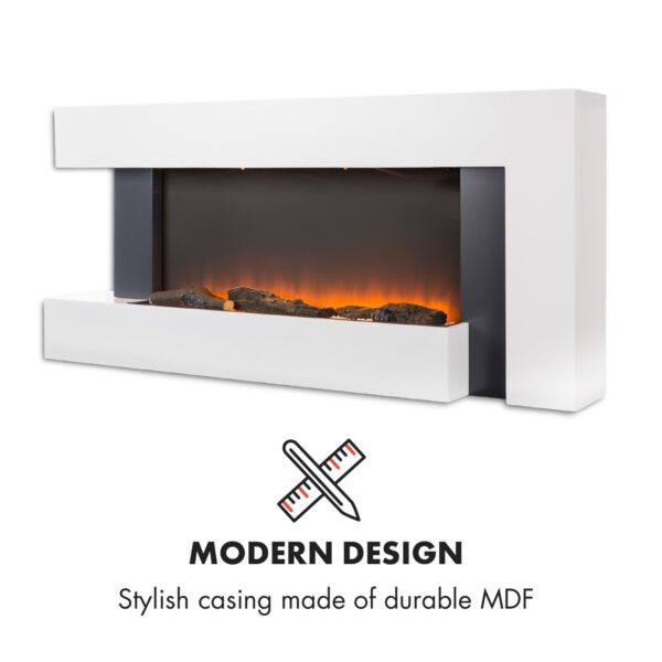 Klarstein Studio Light & Fire 2, elektrický krb, 1000/2000 W, MDF, diaľkové ovládanie, biely - Image 3