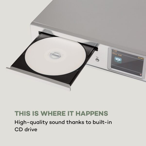 Auna iTuner CD, HiFi receiver, internetové/DAB+/FM rádio, CD prehrávač, WiFi, strieborný - Image 2