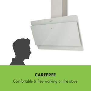 Klarstein Aurica 90, digestor, 90 cm, nástenný, 610 m³/h, LED, dotykové ovládanie, sklo, biely