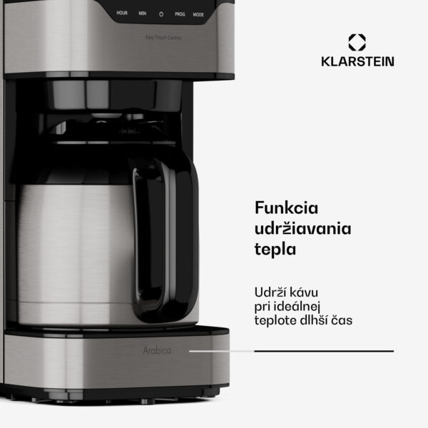 Klarstein Arabica 1.2, kávovar, 1,2 l, EasyTouch Control, strieborný/čierny - Image 3