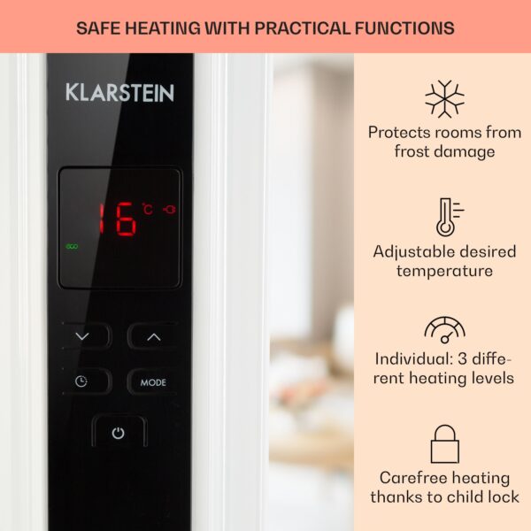 Klarstein Thermaxx 2500, olejový radiátor, 2500 W, 5-35 °C, 24-hod. časovač, biely/čierny