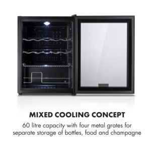 Klarstein Beersafe XL Onyx, chladnička, energet. trieda D, LED, kovové police, sklenené dvere