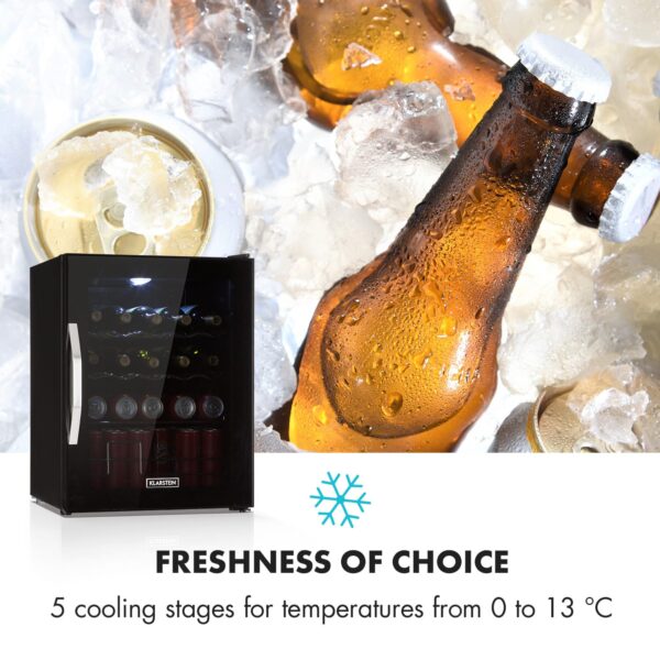 Klarstein Beersafe XL Onyx, chladnička, energet. trieda D, LED, kovové police, sklenené dvere - Image 2