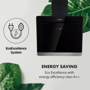 Klarstein Aurora Eco 60, digestor, 550 m³/h, LED displej, čierny