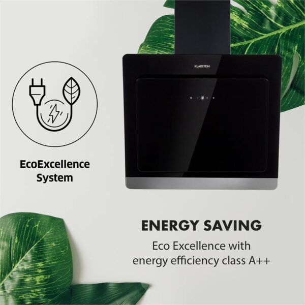 Klarstein Aurora Eco 60, digestor, 550 m³/h, LED displej, čierny