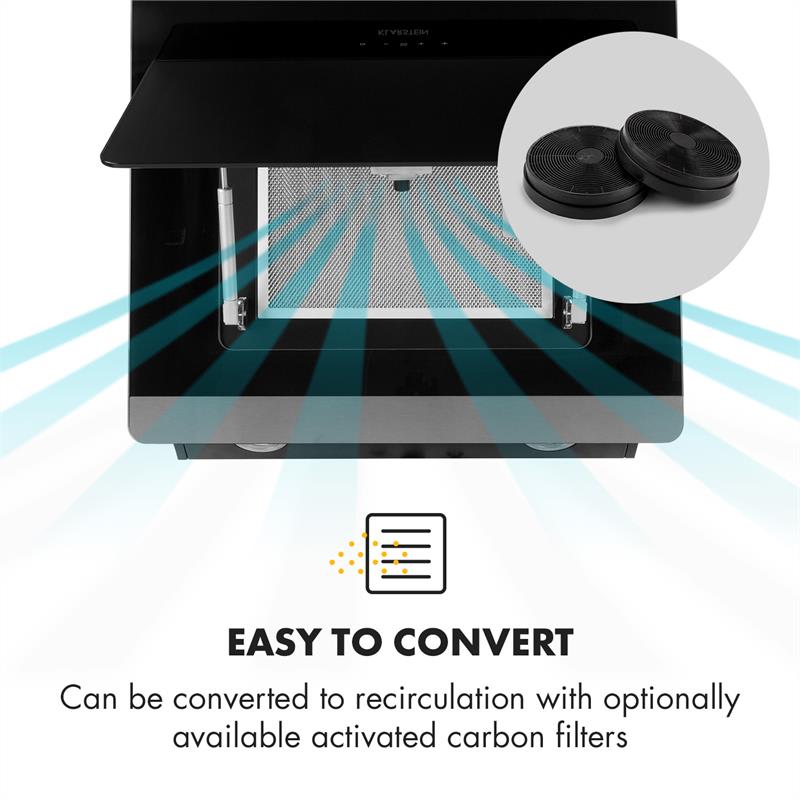 Klarstein Aurora Eco 60, digestor, 550 m³/h, LED displej, čierny - Image 3