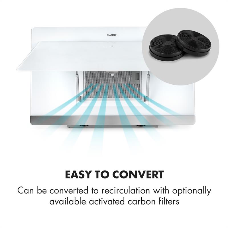 Klarstein Aurora Eco 90, digestor, 550 m³/h, LED displej, biely - Image 3