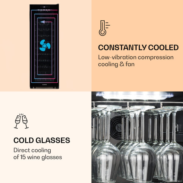 Klarstein Bellevin 62, vinotéka, 173 l, 56 fliaš, 5-20°C, energet. trieda G, čierna - Image 2