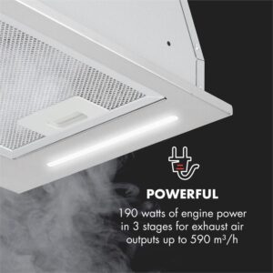 Klarstein Down Under 60, digestor, 60 cm, vstavaný, 590 m³/h, LED, nehrdzavejúca oceľ