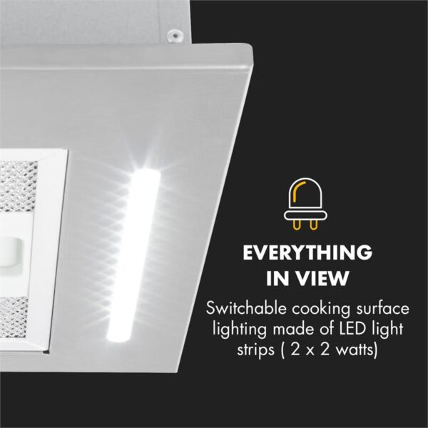 Klarstein Down Under 60, digestor, 60 cm, vstavaný, 590 m³/h, LED, nehrdzavejúca oceľ - Image 3
