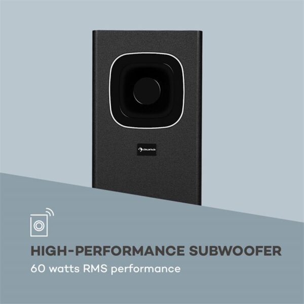 Auna Areal Bar 650, soundbar, 2.1 zvukový systém, 120 W RMS výkon, BT, USB, čierny - Image 2