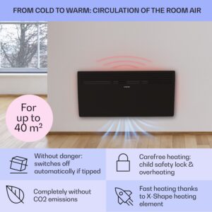 Klarstein Hot Spot Slimcurve, konvektor, ohrievač, 80 x 40 cm, 40 m², 2000 W, 5 - 40 °C, IP24, čierny