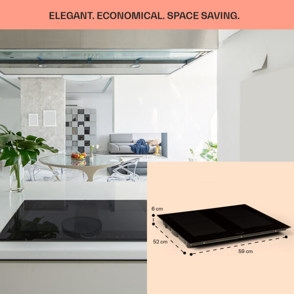 Klarstein Delicatessa 60, vstavaná indukčná varná doska, 7000 W, 4 zóny, sklokeramika, časovač - Image 3