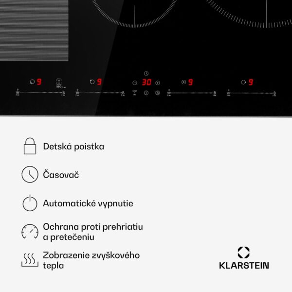 Klarstein Delicatessa 77 Hybrid, vstavaná indukčná varná doska, 7000 W, 4 zóny, čierna - Image 3