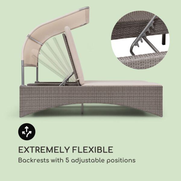 Blumfeldt Eremitage Double Lounger, lehátko, plážové, pre 2 osoby, hliník/ratan, tmavošedé - Image 3