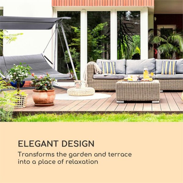 Blumfeldt Garden Grove, záhradné ležadlo, swing bed, oceľový rám, slnečná strecha, polyester, antracit