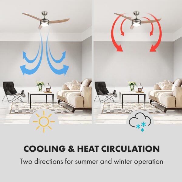Klarstein El Paso, stropný ventilátor, 52", závit E27, 3 lopatky, vzhľad dubového dreva