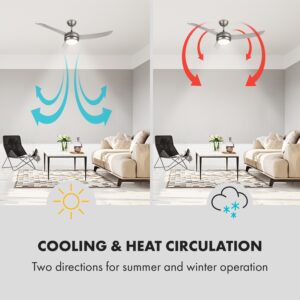 Klarstein El Paso, stropný ventilátor, 52", závit E27, 3 lopatky, strieborný vzhľad